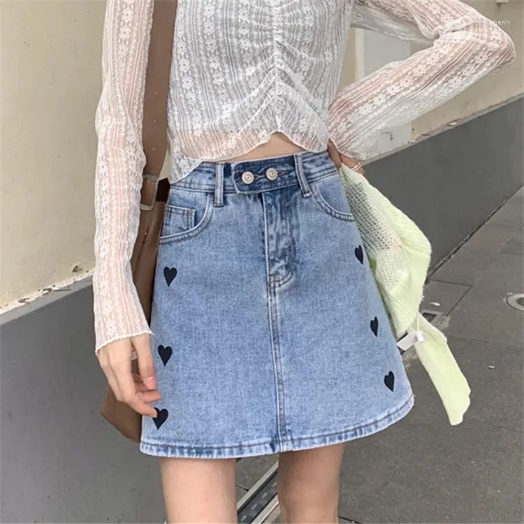 Skirts Spring And Autumn Models 2024 A-line Skirt Korean Retro Short High Waist All-match Denim