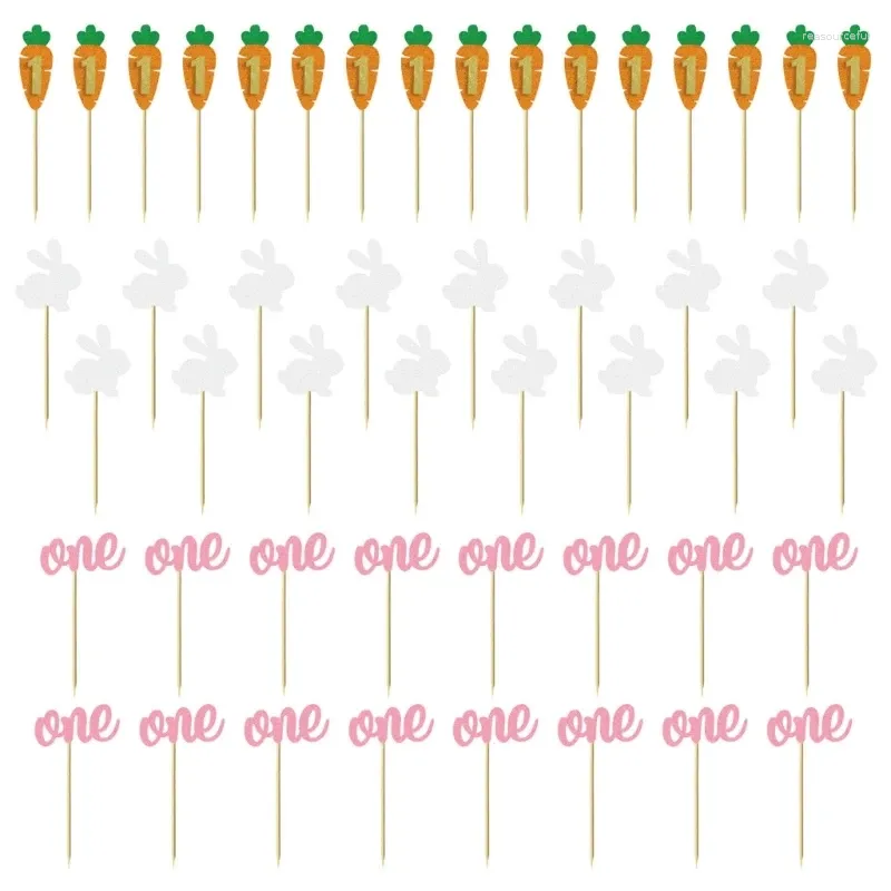 Festliche Lieferungen KX4B 48pcs Cake Toppers Ostern für Kid Boy Girl Birthday Party DIY Dekorationen