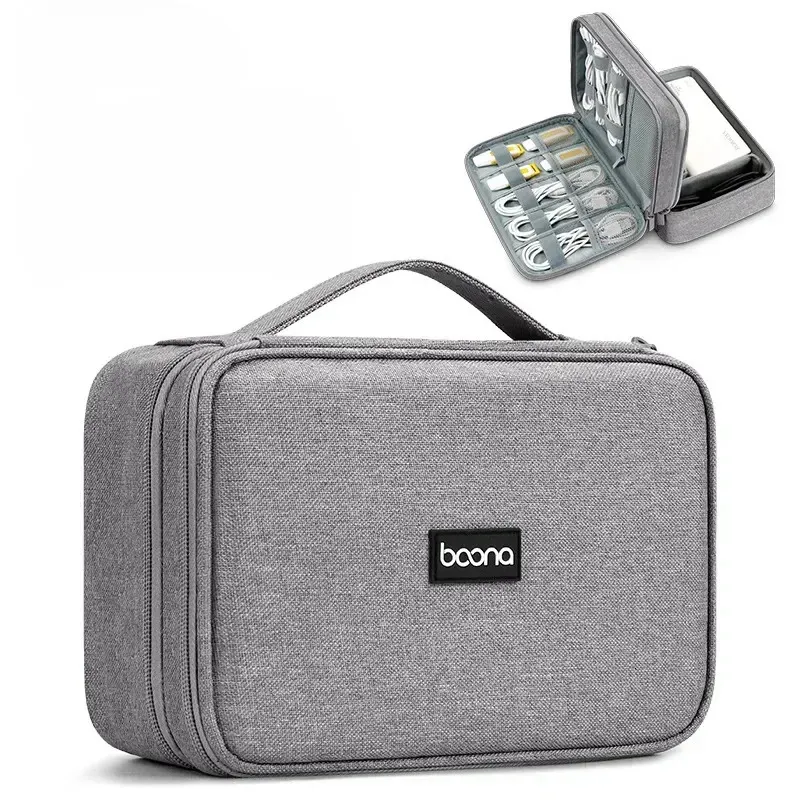 Bolsa de Cable USB para viaje de gran capacidad, caja de almacenamiento para auriculares, cargador de disco duro de datos, organizador de Banco de energía 240119