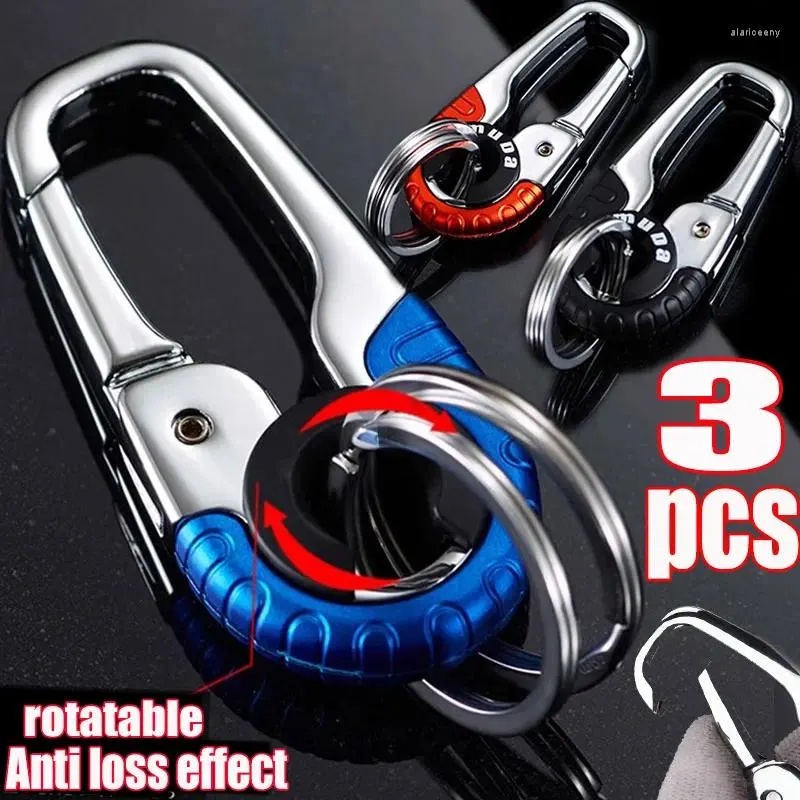 Nyckelringar 3st Rostfritt stål kreativt nyckelhållare bil Keychain Keyring Men Chain Camping Climbing Connect Buckle Auto Accessories