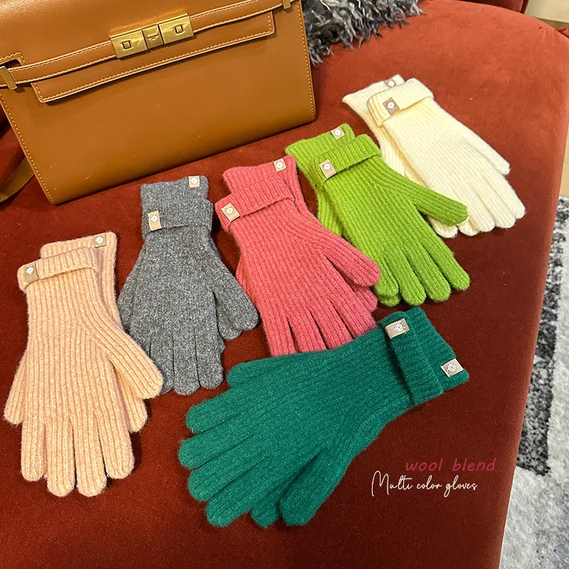Gants en laine australienne avec écran tactile épaissi et gants à chaleur prolongée Gants tricotés en laine mélangée pour écran tactile