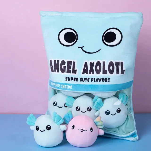 Oreiller Axolotl Jaune Carvay 20 Cm - Le Compagnon Tout Doux Et Rigolo !