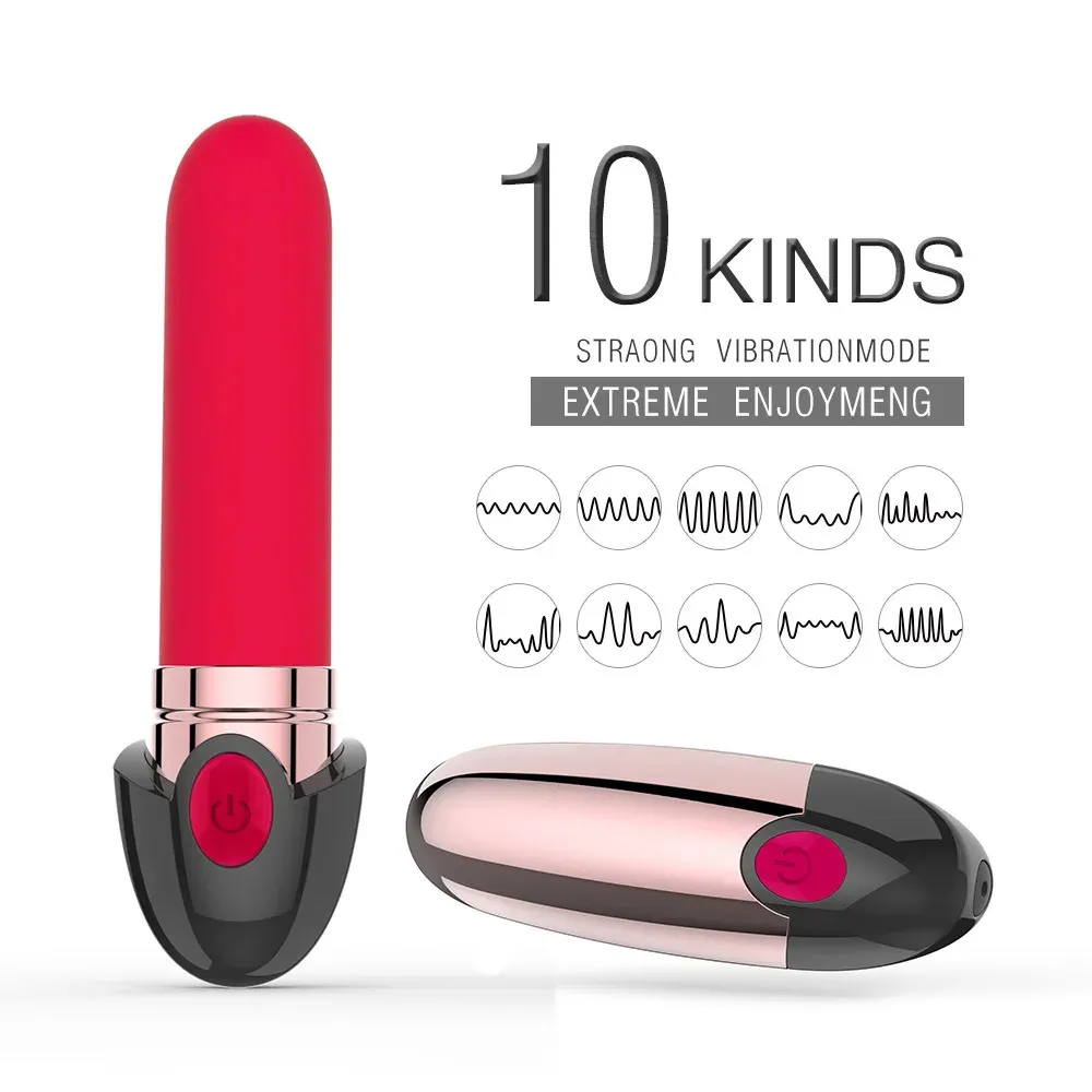 10-Gang-Orgasmus-Sexprodukt für Erwachsene, erotischer Lippenstift, Vagina-Kugeln, kabelloser Vibrator, Ei-Masturbation, Klitoris-Stimulation, 240130