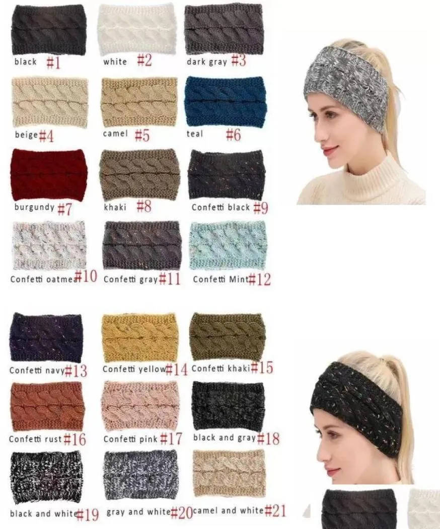 Acessórios para o cabelo Cc Hairband Colorf Malha Crochet Headband Inverno Ear Warmer Elastic Hair Band Wide Acessórios B5 Drop De8040598212712