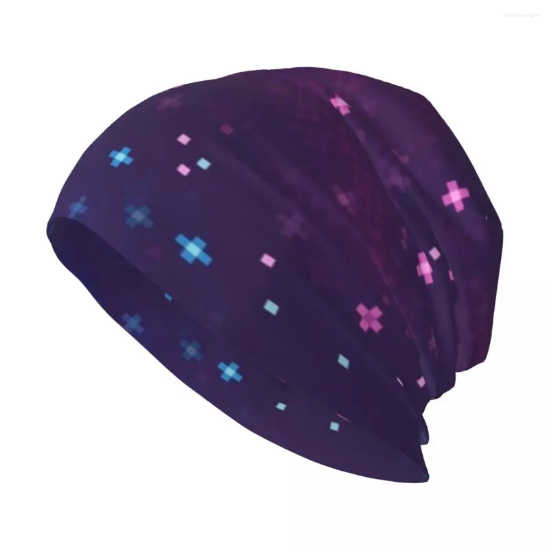 BERETS BI PRIDE FLAG GALAXY (8BIT) KNIT HAT BOONIE HATS Luxury Cap Woman Men's