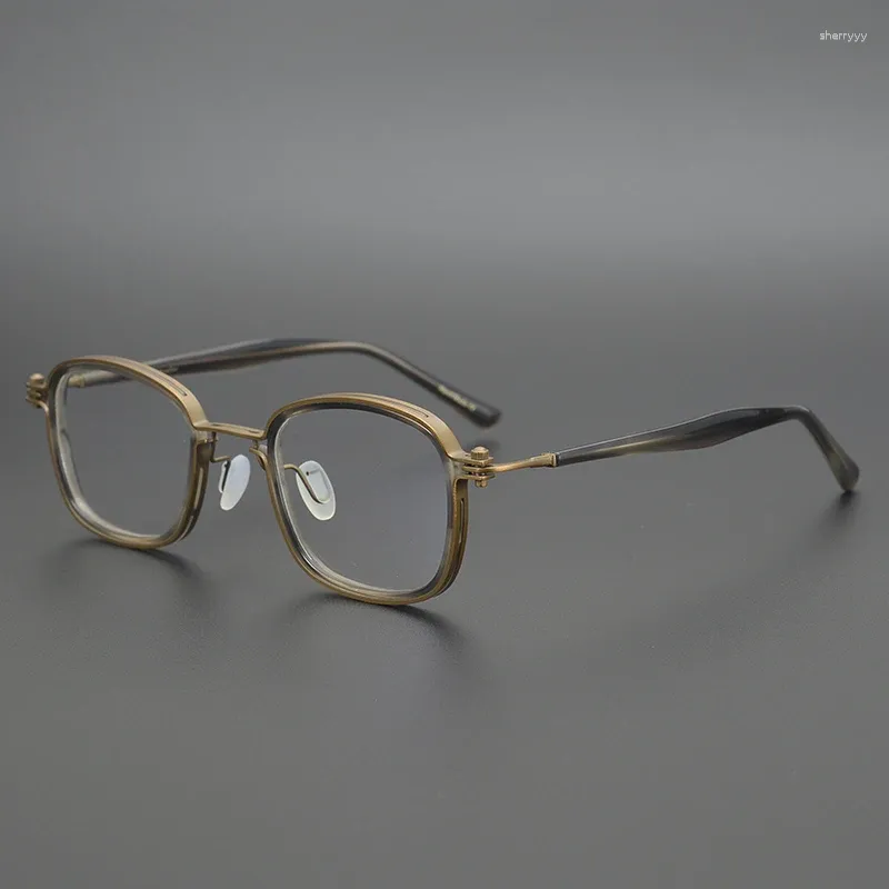 النظارات الشمسية إطارات الأسلوب الياباني الأسيتات الأسيتات التيتانيوم إطار الرجعية نظارة قصر النظر يدويا نظارة الرجال الوصفة طبية