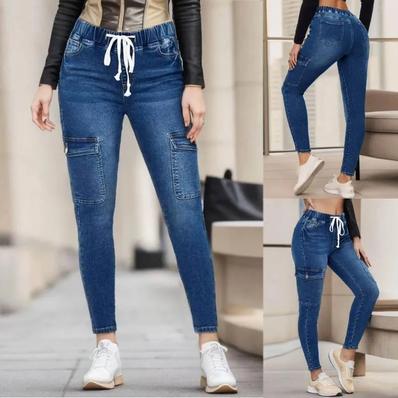 Women's Jeans Women Casual Workwear With Drawstring Elastic Waistband Slim Fit Hip Lifting And Leggings