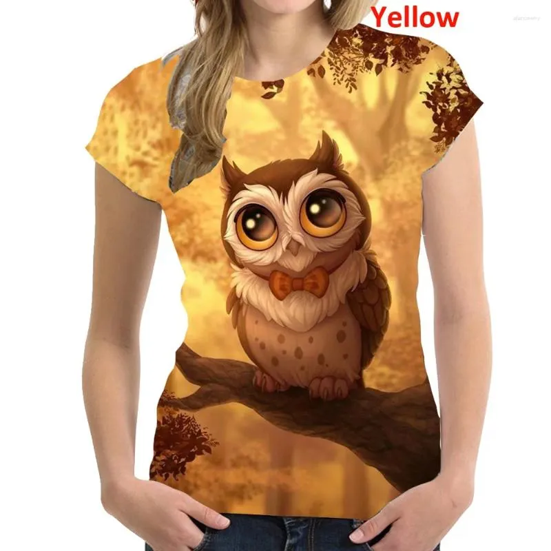 Koszulki damskie moda 2024 Kobiety T-shirt Summer Printing Owl 3D Personalized