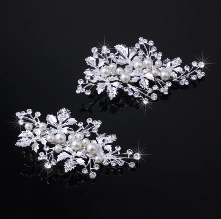 Fascinatori da sposa con perle di cristallo Accessori per capelli da sposa in oro argento Occasioni Copricapo da ballo di fine anno Gioielli con clip Pin3861249