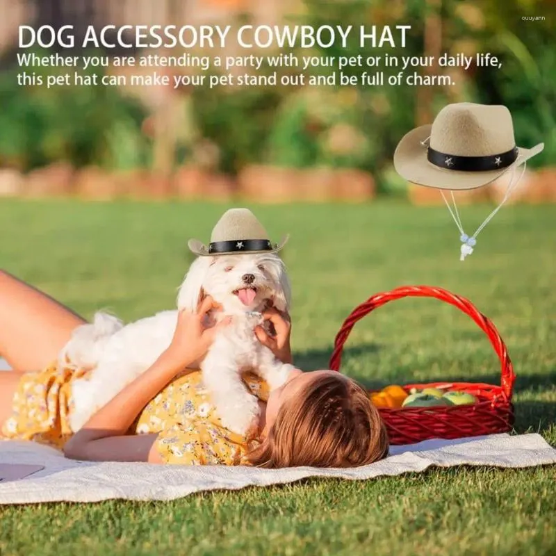Dog Apparel Festive Pet Accessories Stylish Western Cowboy Costume Set Breathable Hat Adjustable Scarf Funny Halloween Costumes For Dogs
