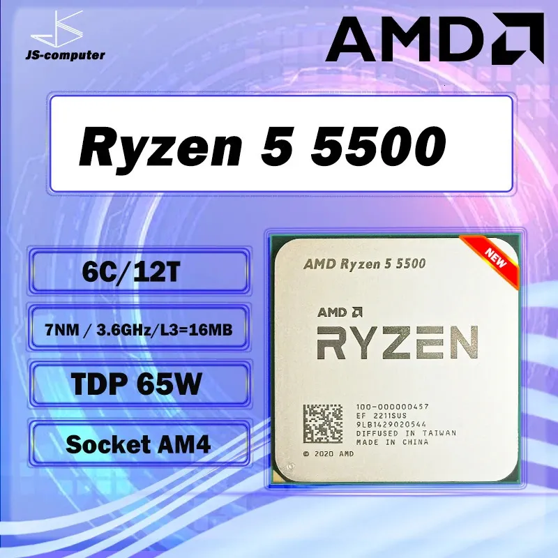 Ryzen 5 5500 R5 CPU Processor 36GHz PCIE30 65W DDR4 6CORE 12THREAD 7NM L316M 10000000000457 LGA AM4 NO FAN 240126