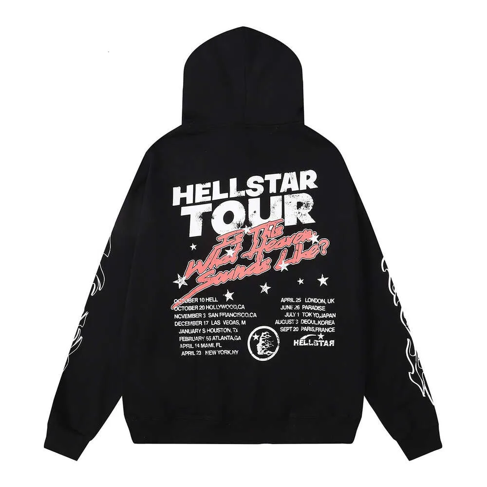Design casual alla moda Hellstar classico Trendy Hellstar Records Kirin Arm Flame Felpa con cappuccio stampata con cappuccio per uomo e donna