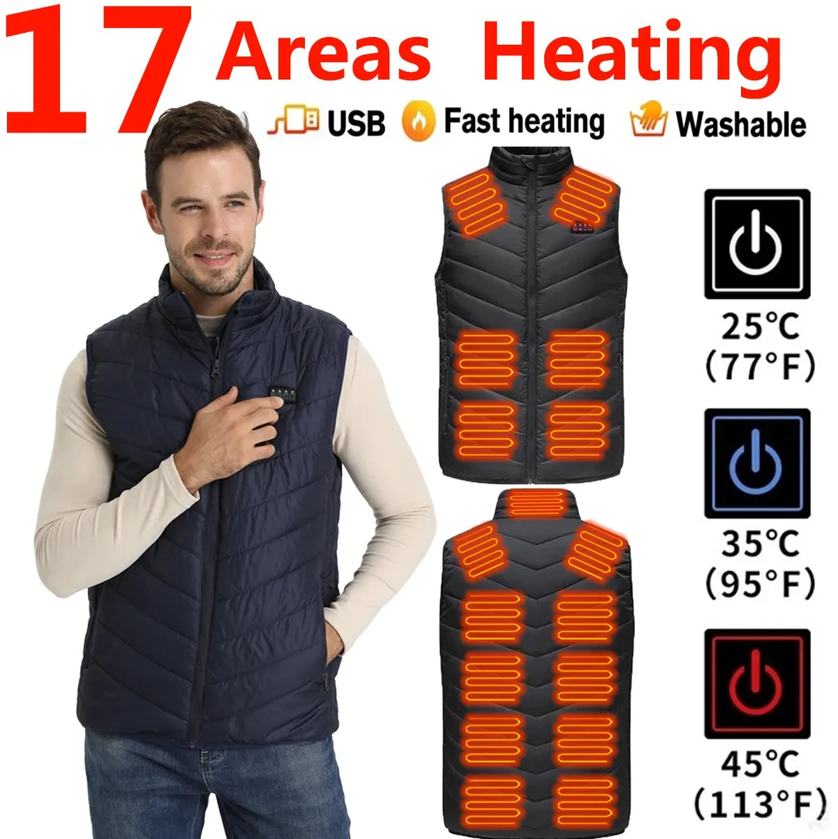 Elektrisch verwarmingsvest Verwarmd donsjack Heren Heren Dames usb Bodywarmer Kleding Veste 240202