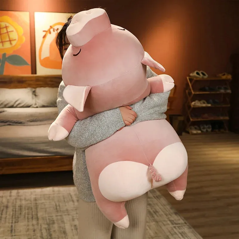 50/80cm Squishy Simulation Pig Stuffed Doll papa Plush Piggy Toy Animal Soft Plushie Pillow Cushion Kids Baby Comforting Gift 240119