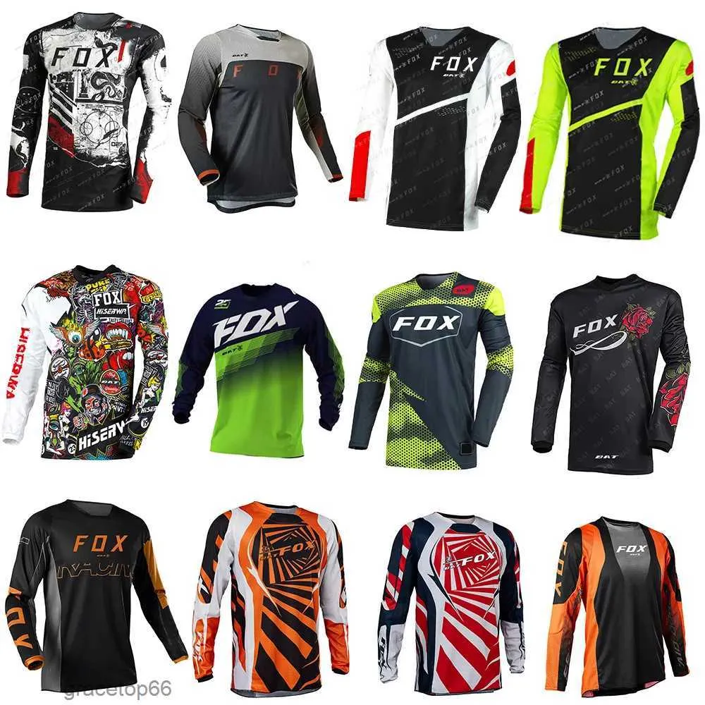 Heren T-shirts Bat Fox Motocross Jersey Lange mouw Downhill Enduro Mountainbike T-shirt Camiseta Mtb Maillot Ciclismo Hombre 02wj