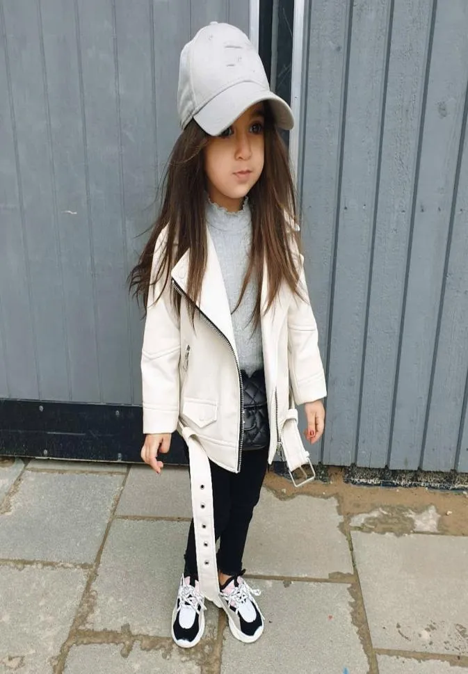 2020 Barn Autumn Winter Jacket Småbarn Kids Pu Leather Coat Baby Boys Girls Korta barn Zipper Sleeve Coats Outwear Y22939649