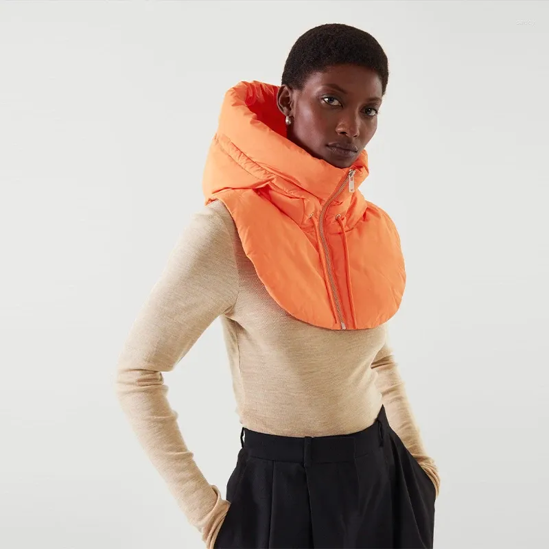 Winter Thermal Scarf Hat Ultralight Down Hooded Scarf, Balaclava for  Women Men, Warm Neck Gaiter, Zipper Coat Attachment