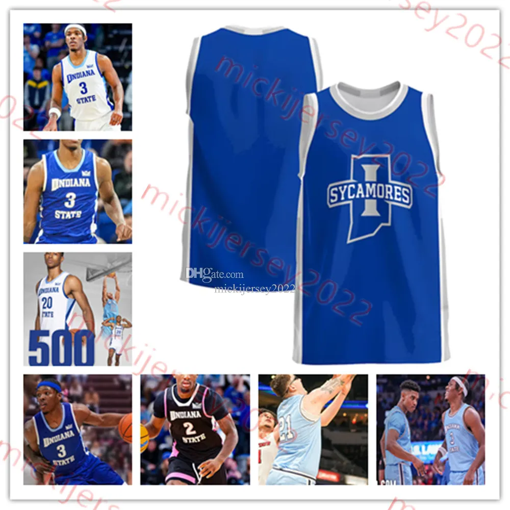 Larry Bird Robbie Avila Sycamores Jersey Jayson Kent 23 Jaden Daughtry 24 Jake Wolfe 35 Derek Vorst Custom Ed Indiana State Basketball Jerseys