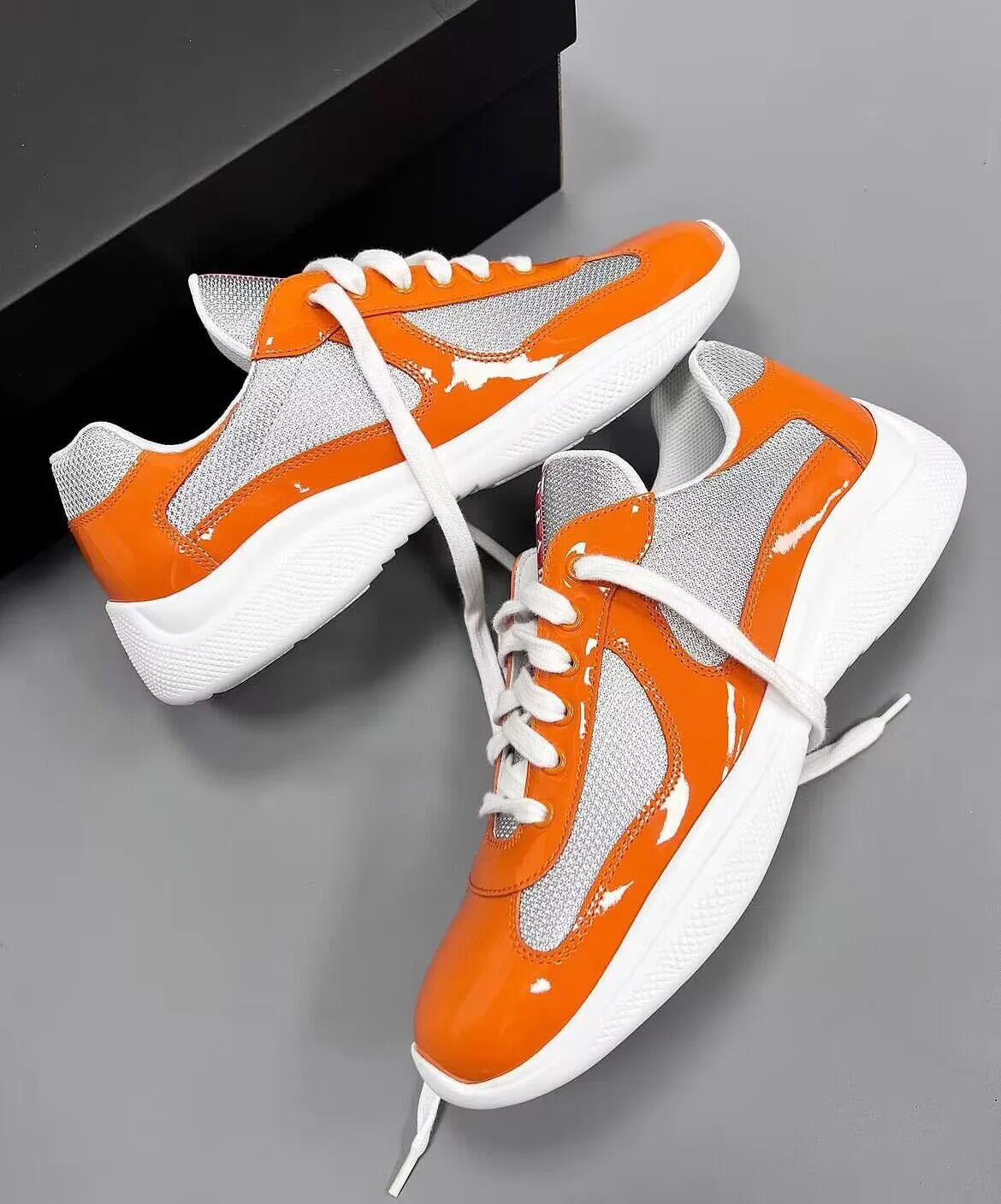 أفضل العلامة التجارية Men Americas Cup Sneakers Shoes Fructive Calf Leather Mesh Party Party Dress Daily Daily Walking Comilay Relief Footwear EU38-46