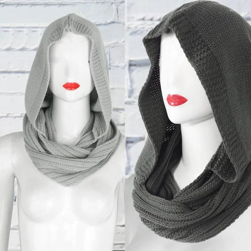 Schals Mode Damen weich gestrickt für Infinity Loop Kapuze Schal Wrap kaltes Wetter winddicht warm Beanie Earflap Hut Schädelkappe