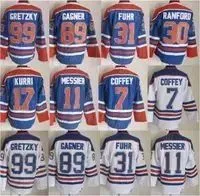 Vintage Retro Ice Hockey 31 Grant Fuhr Jersey 99 Wayne Gretzky 11 Mark Messier 30 Bill Rrd 7 Paul Coffey 89 Sam Gagner 17 Jari Kurri shirt