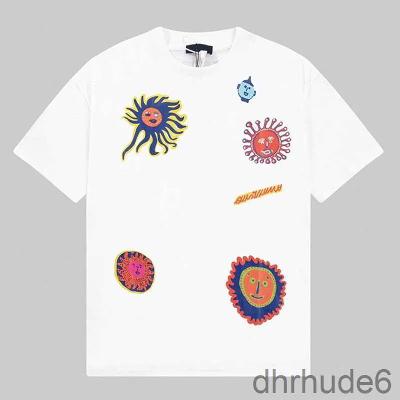 Yk T-shirt con volti ricamati Yayoi Kusama con ricamo colorato allover Moda uomo Camicia oversize vestibilità estiva Coppia maniche corte T-shirt 6AJ7