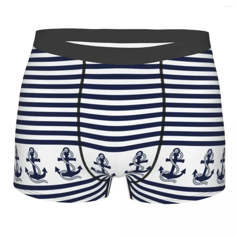 Mutande da uomo blu navy Anchor intimo moda nautica boxer mutandine maschili morbide