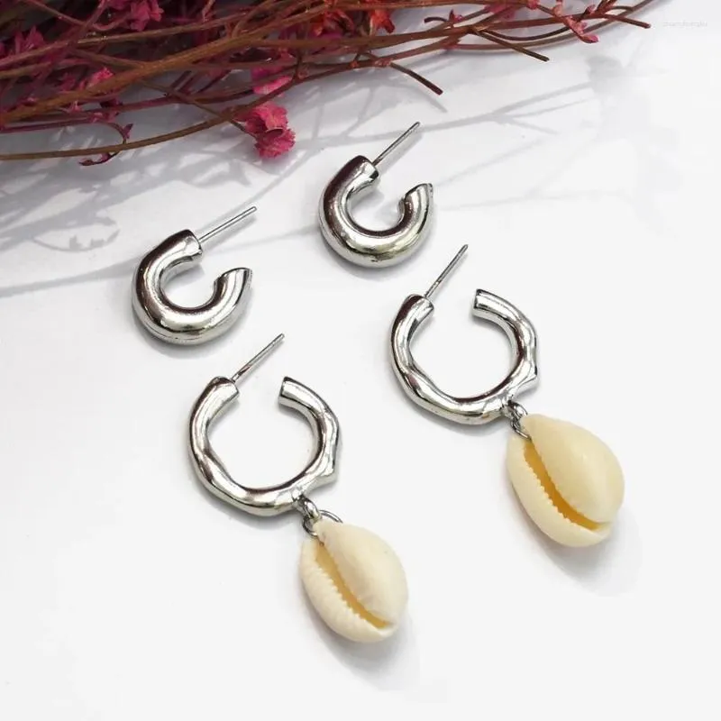 Dingle örhängen 2pairs/set Bohemian Shell for Women Summer Statement Conch Drop Big Pendientes