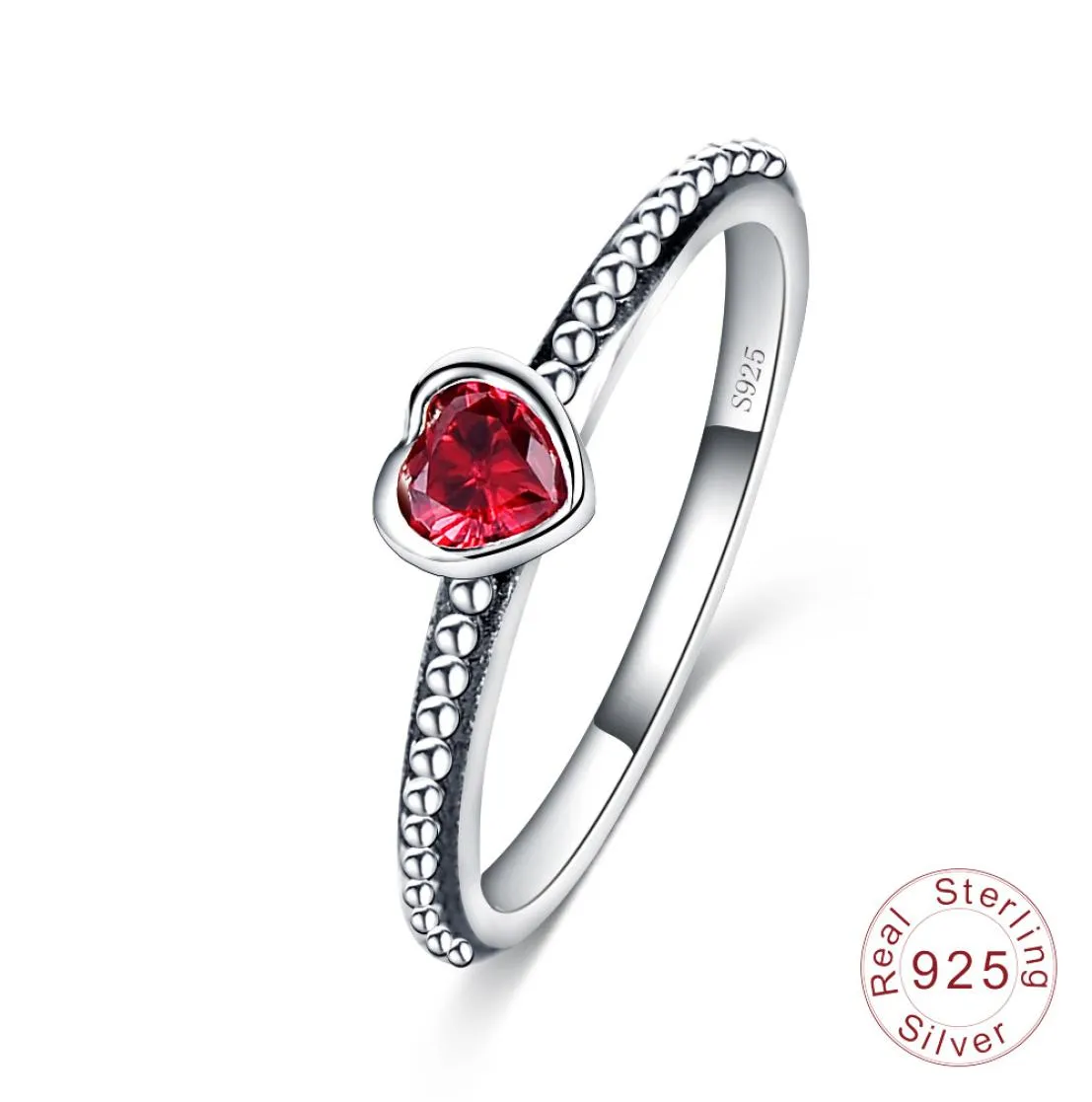 Prawdziwe 925 Srebrne obrączki dla kobiet Silver White Red Pink Diamond Rings Panie damowe zaręczynowe prezent1792234