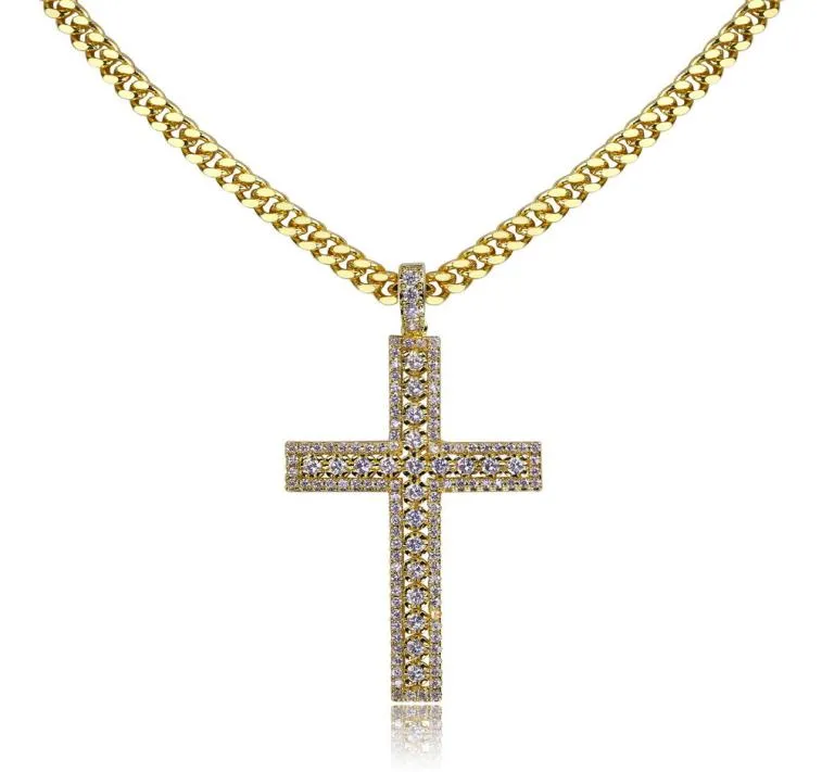 Kreuz Anhänger Halskette Micro Pave CZ Steine Ägyptischer Stil Gebet Hip Hop Anhänger Halskette Men039s Jewelry5245376