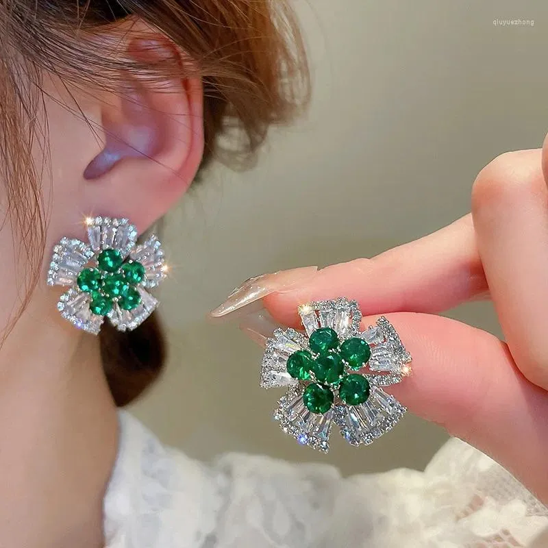 Dangle Earrings Minar Luxury Silver Plated Copper Shinning Multicolor CZ Cubic Zirconia Flower Drop For Women Wedding Jewelry