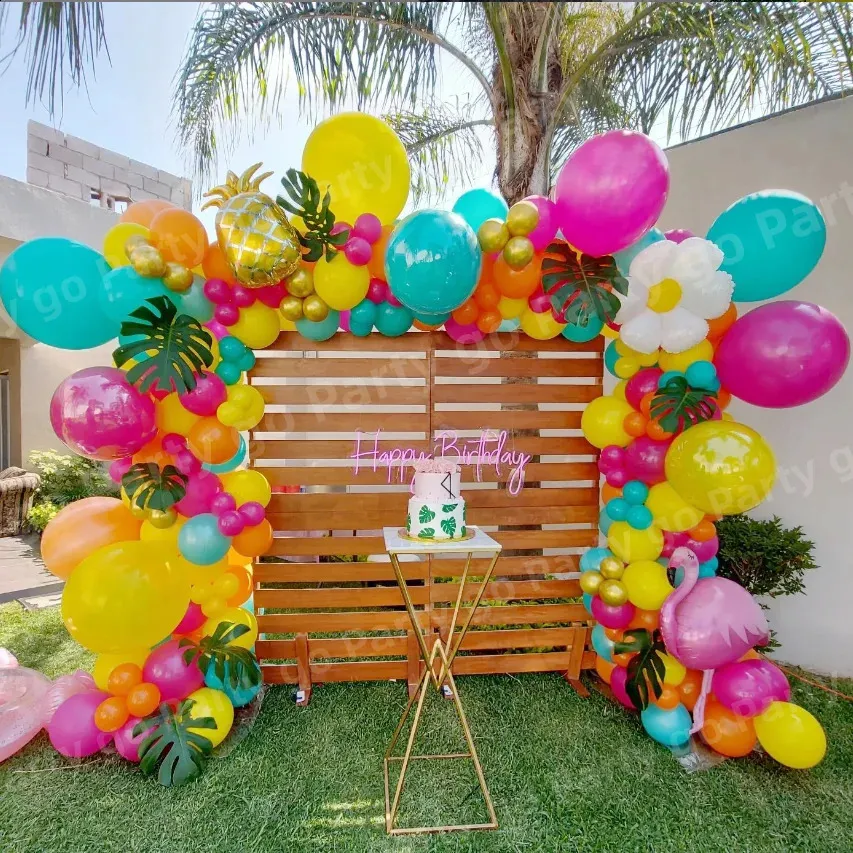 Тропические воздушные шары с фламинго, гирлянда, комплект, зеленые, розовые воздушные шары, детский душ, Гавайский Алоха, украшения для дня рождения, поставки 240130