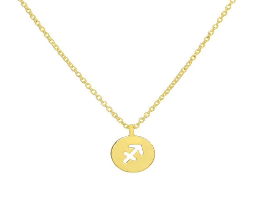 Skytten 12 Constellation Signs Pendant Chain Halsband Amulet Geometric Circle Zodiac Horoscope Astrology Disc Lucky Name Woman9572242