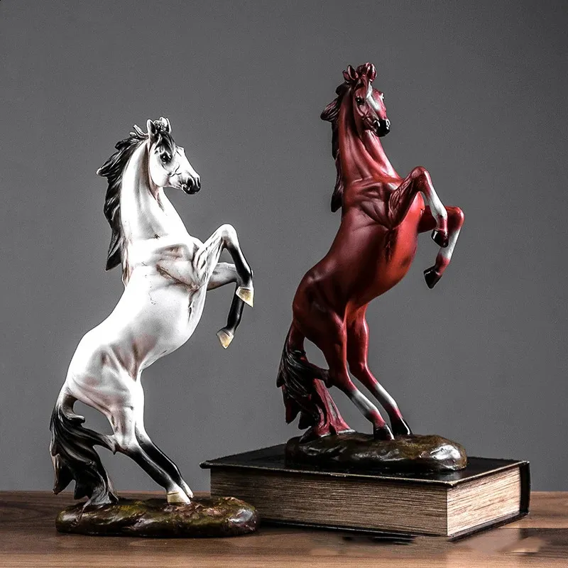Скульптура лошади в европейском стиле, статуя животного из смолы, украшение, сувенир, подарок для гостиной, офиса, кабинета, рабочего стола 240127