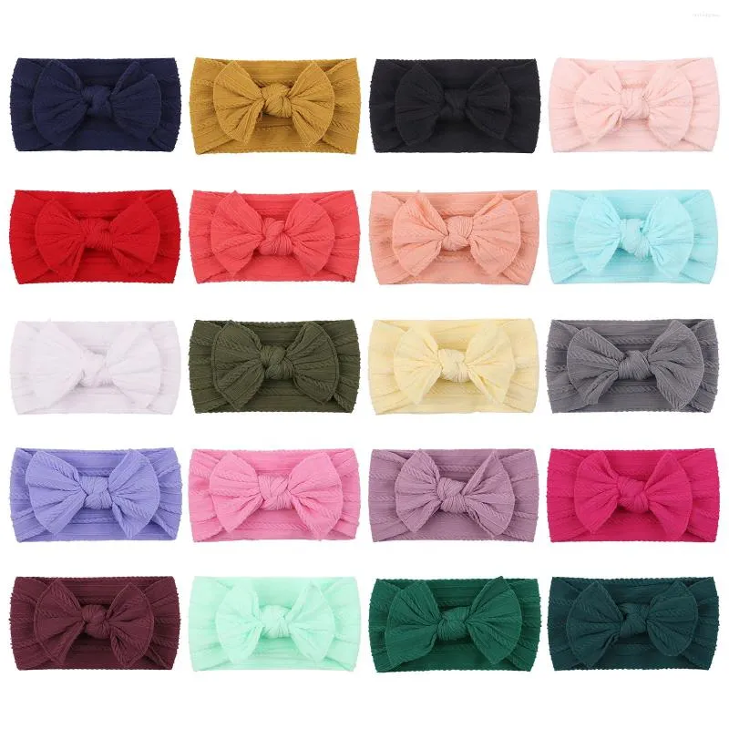 Accessoires pour cheveux, 20 couleurs, 1 pièce, câbles larges en Nylon, Turban pour bébé, bandeaux pour filles, bandes élastiques côtelées, nœuds pour enfants