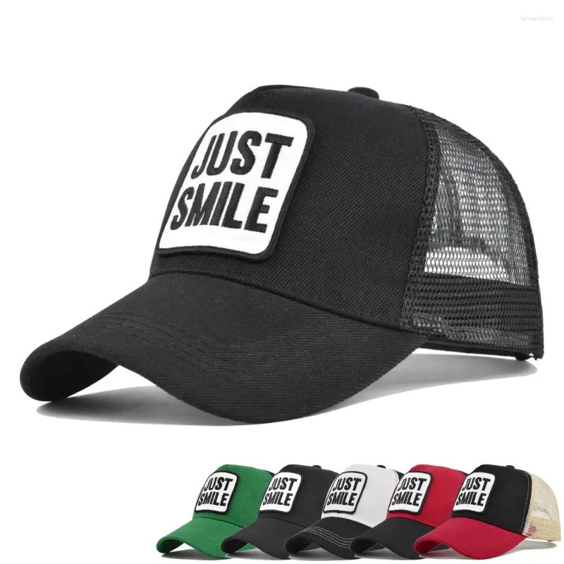 Casquettes de baseball Casquette de baseball Impression Just Smile Dad Hat Hommes Femmes Adolescents Mesh Snapback