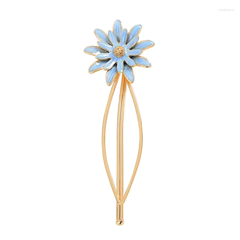 Hair Clips Blue/Pink/Grey Enamel Copper Flower Jewelry For Women Romantic Sample Design Single Accessory Wholesale