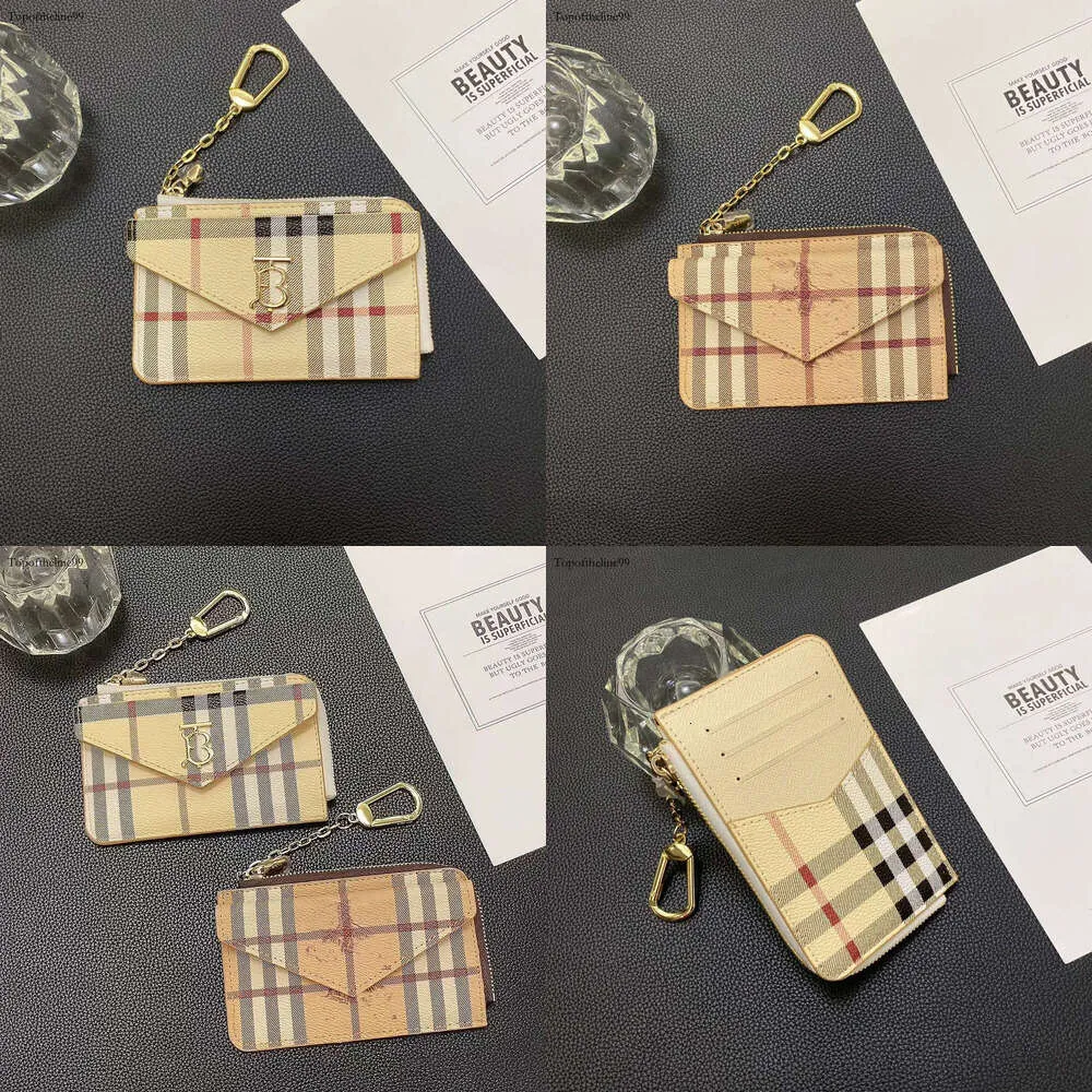 Fashion Ladies Designer Card Bag Keychain Double Coin Purse Checked Key Men's Driving Key Link Bag