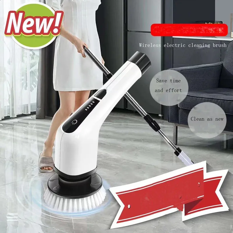 Electric Cleaning Brush 7-In-1 Wireless Long Handle Retractable Electric Brush Bathroom Toilet Floor Electric Mop 240118