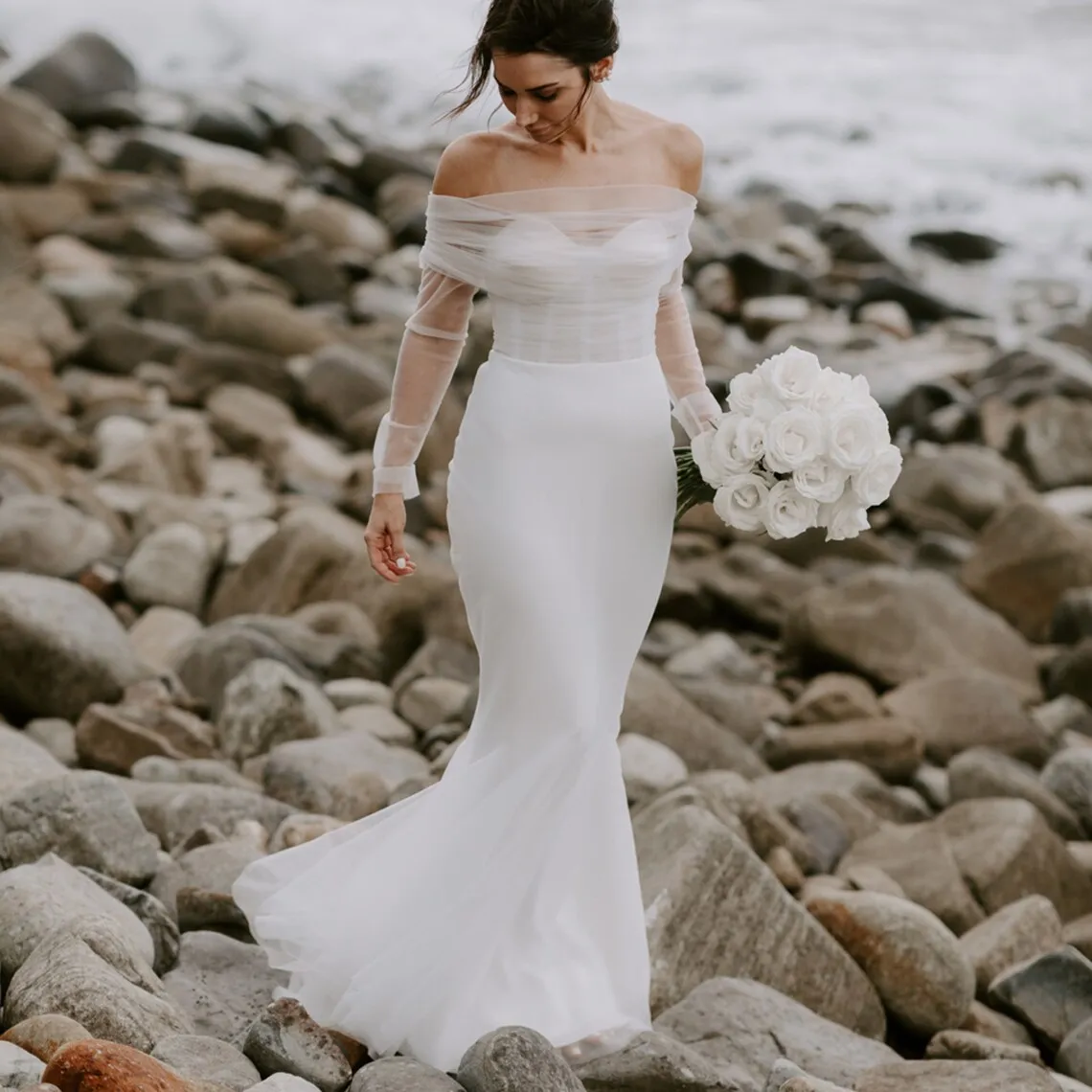 Sukienki plażowe Sheer Deep V Neck d Kwiatowe aplikacje ślubne sukienki ślubne Długość podłogi