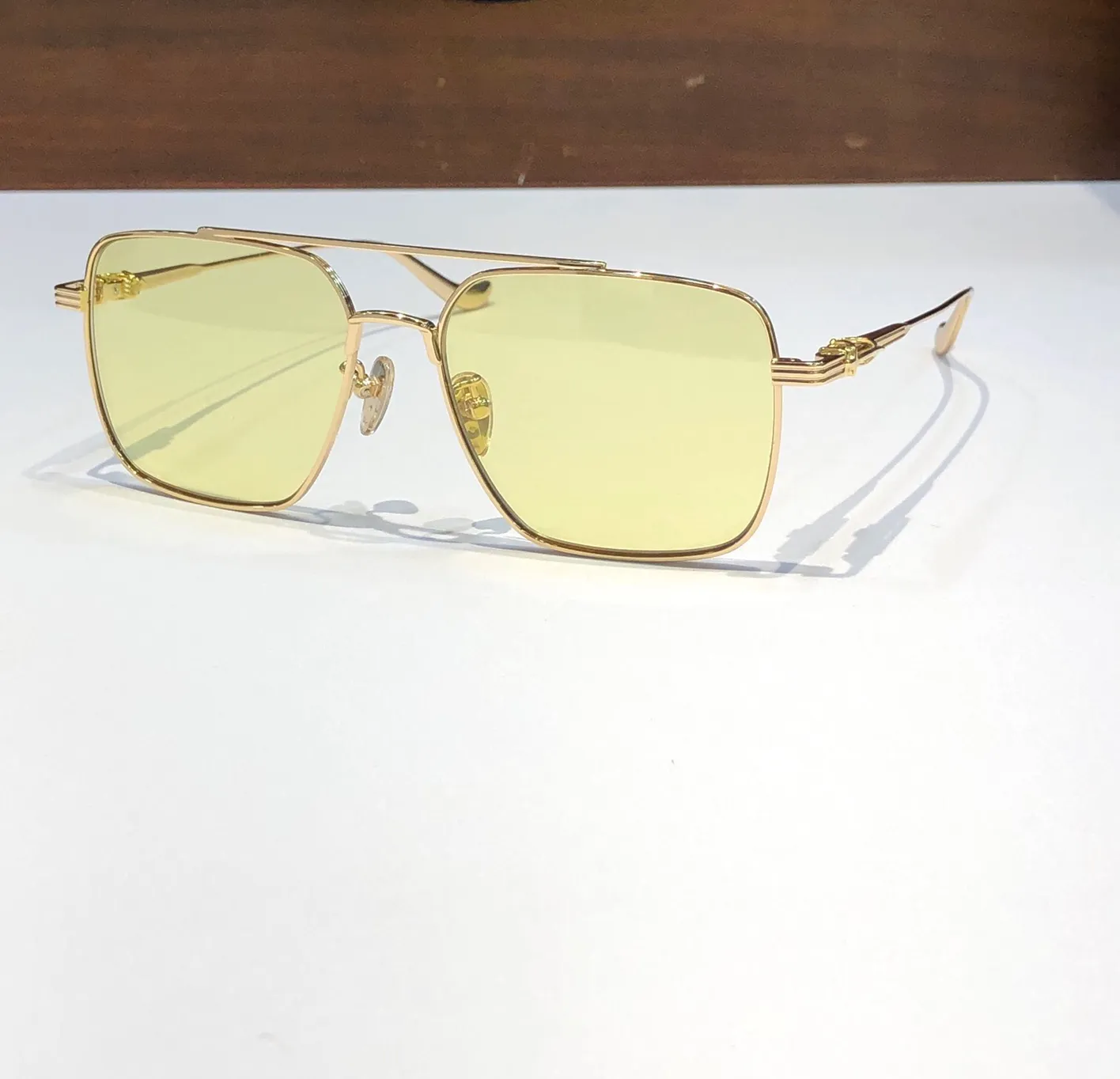 Gold Yellow Square Square Men Fashion Summer Sonnenbrille UV Protection Eyewear with box