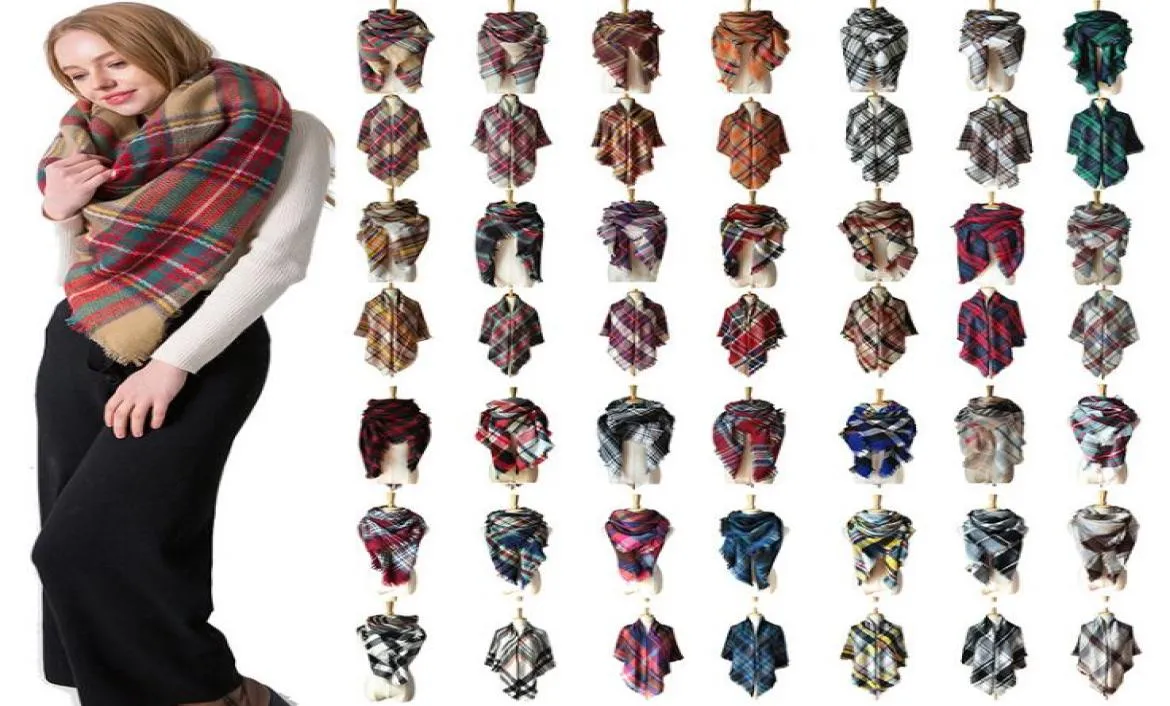 37 Styles Winter Plaid Scarf Square Tassel Scarves Overdimensionerad filt Scarf Shawl Fashion Plaid Shawls Thick Warm Scarf CCA10243 20P4285153