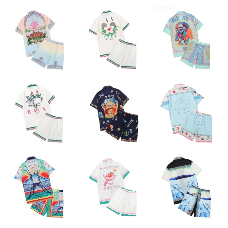 Mens Designer Casa Blanca T Shirt Casablanc Shirt Short Masao San Woman Printed Flowers Summer Shirt Högkvalitativ grafisk tee Casual Short Sleeves Shorts Set M-XXXL