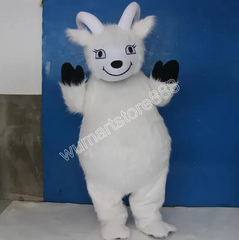 Hoge kwaliteit witte geit mascotte kostuum carnaval unisex outfit volwassenen grootte kerst verjaardagsfeestje buiten aankleden promotionele rekwisieten