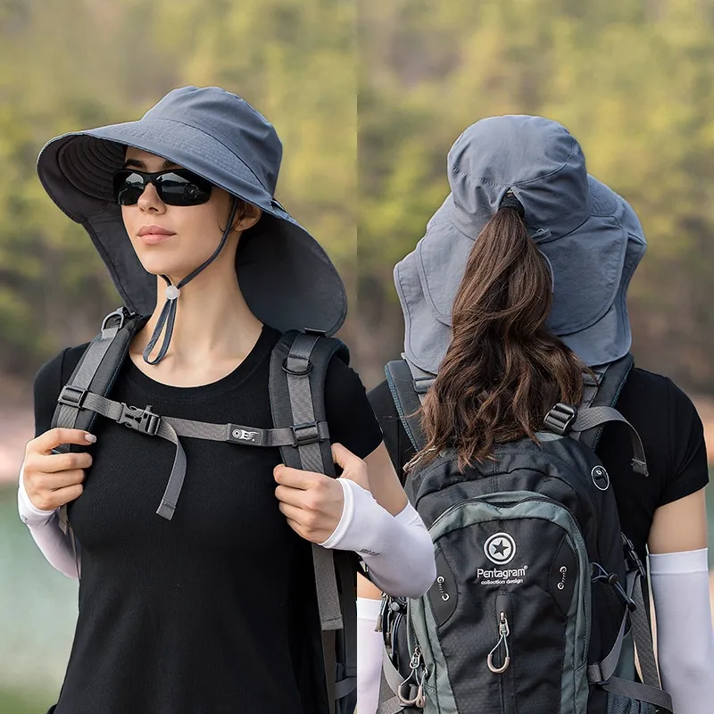 Ny sommarhatt för kvinnliga bergsbestigning, Fisher Hat med stor randen, sommarresor solskyddshatt, utomhus solhatt