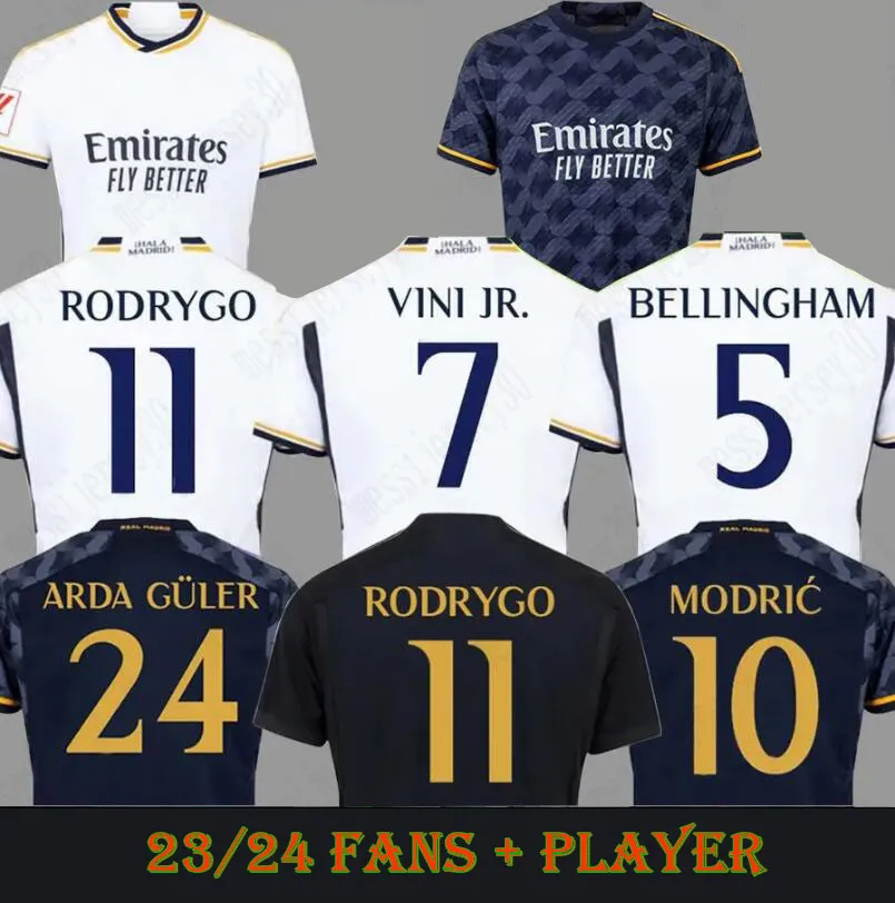 23/24 Bellingham Vini Jr Soccer Jerseys Tchouameni 2023 2024 Football Shirt Real Madrids Camaveringa Rodrygo Modrric Camisetas Uniforms Fans Player