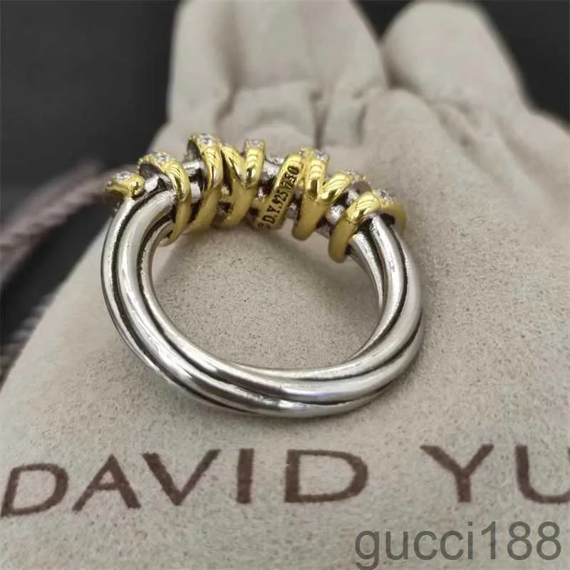 Twisted Dy Vintage Band Wedding Rings for Women Men Gift Diamonds 925 Sterling Silver Fashion 14k Gold Plating Engagement Luxury Dy Ring Smycken Ze7e