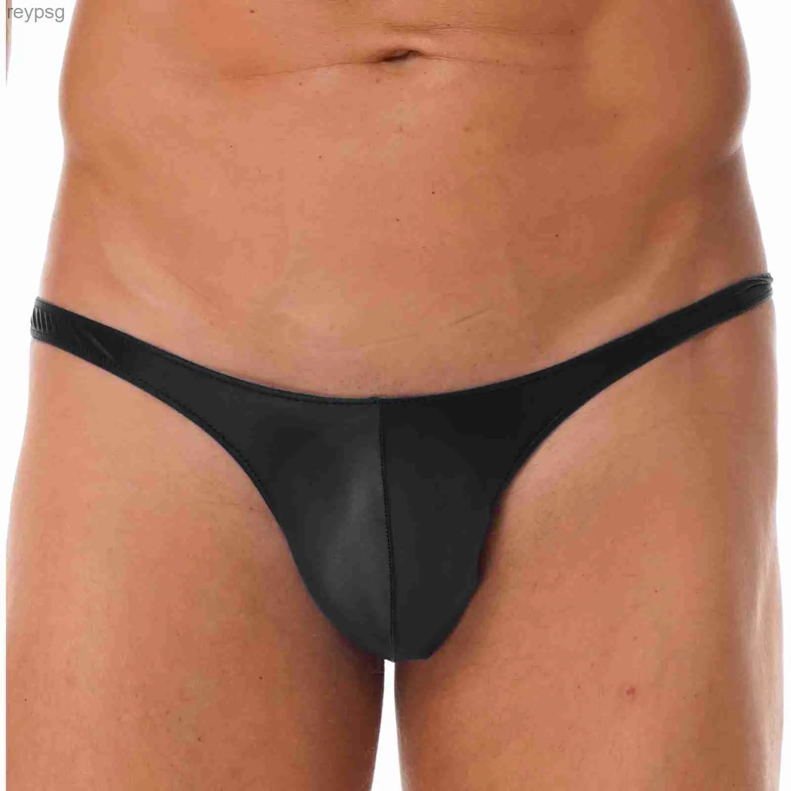 Cuecas calcinha de banho dos homens brilhante bulge bolsa tangas cor sólida cintura baixa cuecas masculinas separa maiô roupa interior yq240215