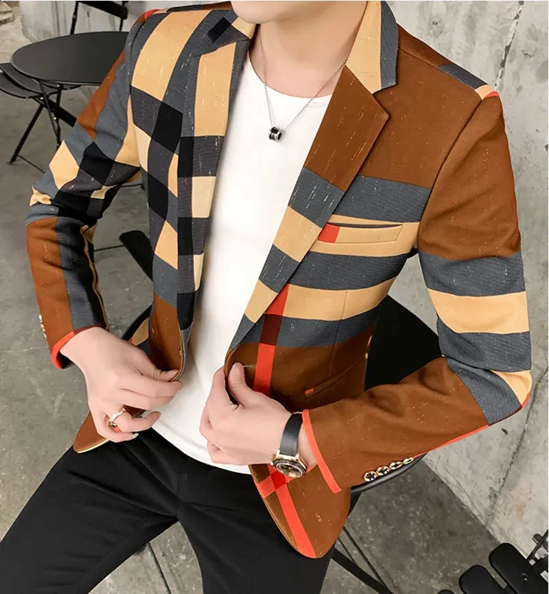 High quality Korean version fashion casual business work party shopping travel man dress mens slim suit jacket 240201