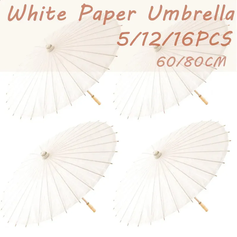 51216PCS Parasol en papier de mariage Parapluie en papier Party Favor 6080cm Parapluies en bambou pour centres de table de douche nuptiale Po Props 240122